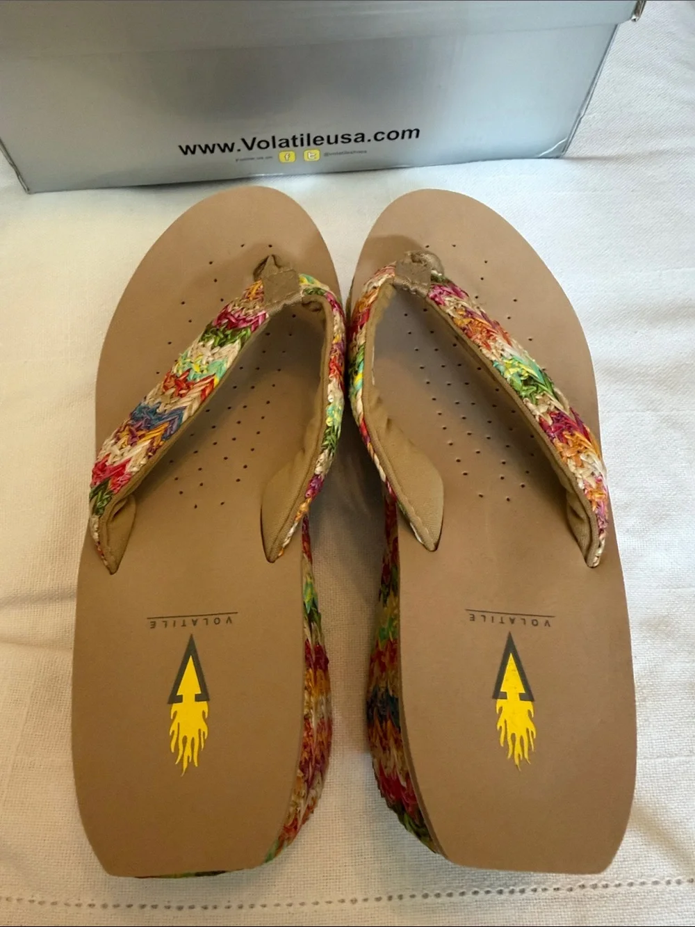 Volatile Multicolor Braided Wedge Thong Sandals “Summer Love”